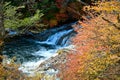 Ryuzu Falls with changing maple leaves Royalty Free Stock Photo