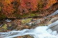 Ryuzu Falls with changing maple leaves Royalty Free Stock Photo