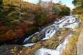 Ryuzu Falls with changing maple leaves Royalty Free Stock Photo