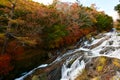 Ryuzu Falls with changing maple leaves Royalty Free Stock Photo