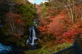 Ryuzu Falls with changing maple leaves Royalty Free Stock Photo