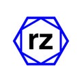 RZ hexagon typography monogram. RZ lettering icon