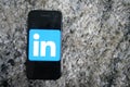 LinkedIn logo app on Samsung phone screen Royalty Free Stock Photo