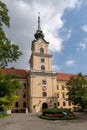 View of the Lubomirski Castle entrance and gate in the historic old town of Rzeszow