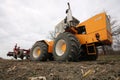 RÃÂ¡ba Huntractor articulated tractor preparing field in Hungary