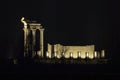 Roman temple illuminated at night