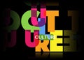 Culture concept letters banner, colorful vector typography logo, isolated on black background