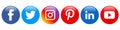 Social media icons, Facebook, Instagram, YouTube Royalty Free Stock Photo