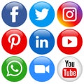 Social media icons, Facebook, Instagram, YouTube Royalty Free Stock Photo