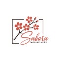 Minimal Sakura Blossom Logo Icon â Delicate Floral Japanese Design for Wellness, Nature, and Luxury Brands Royalty Free Stock Photo
