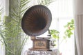 Old gramophone phonograph record player bacground Royalty Free Stock Photo