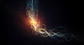 Abstract Digital Data Flow with Binary Code and Energy Burst Royalty Free Stock Photo