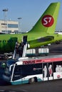 S7 airplanes in Domodedovo airport, Moscow, Russia Royalty Free Stock Photo