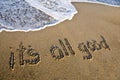 It's all good written in the sand Royalty Free Stock Photo