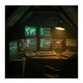 1980s Attic Hacker Hideout with CRT Monitors and Modems - AI