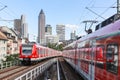 S-Bahn commuter train of DB Deutsche Bahn at Frankfurt West railway station public transport in Frankfurt, Germany Royalty Free Stock Photo