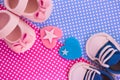 It`s a boy and a girl concept. Twins background. Baby shower inv Royalty Free Stock Photo
