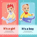 It s a boy and It s a girl vector illustration for newborn baby shower greeting card design Royalty Free Stock Photo