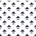 It`s a boy - Unique hand drawn little man seamless pattern with hat and mustache. Vector illustration
