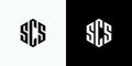 S C S initials vector logo design in abstract hexagon cube shape Royalty Free Stock Photo