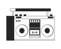 1980s cassette boombox black and white 2D line cartoon object Royalty Free Stock Photo