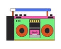 1980s cassette boombox 2D linear cartoon object Royalty Free Stock Photo