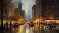 1930s Chicago: Captivating Impressionistic Cityscape from a Bygone Era