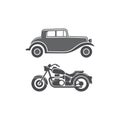 1930s classic cars style and motorbike
