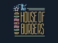 The house of burgers open 24-7 neon sign Royalty Free Stock Photo