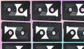 90\'s compact audio cassette pattern. retro audio elements. for use on audio tape recorders, music players and tape decks. Royalty Free Stock Photo