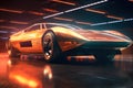 a 70s concept car running on a runway in space amazing beautiful lighting AI generated