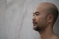 40s cool bald beard man profile portrait background