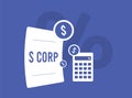S corp concept - tax-efficient business structure for private corporations. Profits pass through to shareholders, taxed on Royalty Free Stock Photo