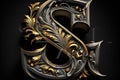 S 3d medieval letter Medieval style alphabet collection letter illustration generative ai