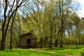 1890s Danish Immigrants Farm House among the trees and meadow Royalty Free Stock Photo