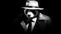 1870s Detective Panda: Film Noir Style Pop Art With High Contrast