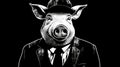 2000s Detective Pig: Crisp Neo-pop Illustration In Film Noir Style