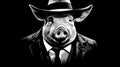 2000s Detective Pig: Noir Comic Art In Black And White