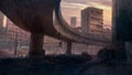 Digital matte painting of environment scene in old city with cartel corpses under the bridge Royalty Free Stock Photo