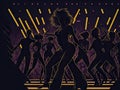 1980s disco club with dancers and silhouettes. ai generative