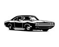 1970s dodge charger muscle car isolated on white background side view. vector illustration available in eps 10