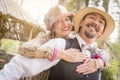 1920s Dressed Romantic Couple Flirting Outdoors Royalty Free Stock Photo