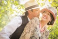 1920s Dressed Romantic Couple Flirting Outdoors Royalty Free Stock Photo