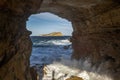 S Espartar island view from Sa Figuera cave Royalty Free Stock Photo