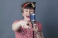 30s female rocker and vocal artist with retro style singing