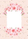 Cherry blossom-decorated white note cellphone wallpaper or scrapbooking page