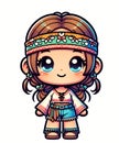 60s Flower Child Hippy Girl Derivative AI Art Royalty Free Stock Photo