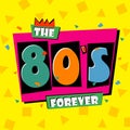 80`s forever. The eighties style banner. Retro background. Vector.