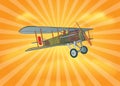 1900s French AirForce plane, Spad XIII, line art vector Royalty Free Stock Photo