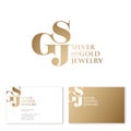 S, G and J Monogram. Premium Emblem for Beauty Brand. Gold and Silver Jewelry Logo. Luxury logo.